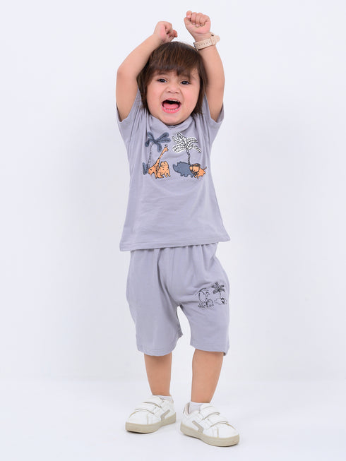 Safari Buddies Cotton Short Set (Dusty Grey)